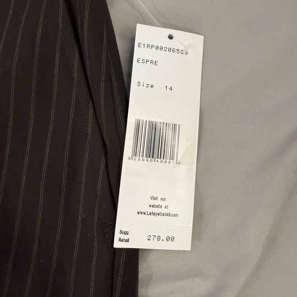 Lafayette 148 New York Brown Pinstripe Wide Leg Pants - Picture 2 of 8